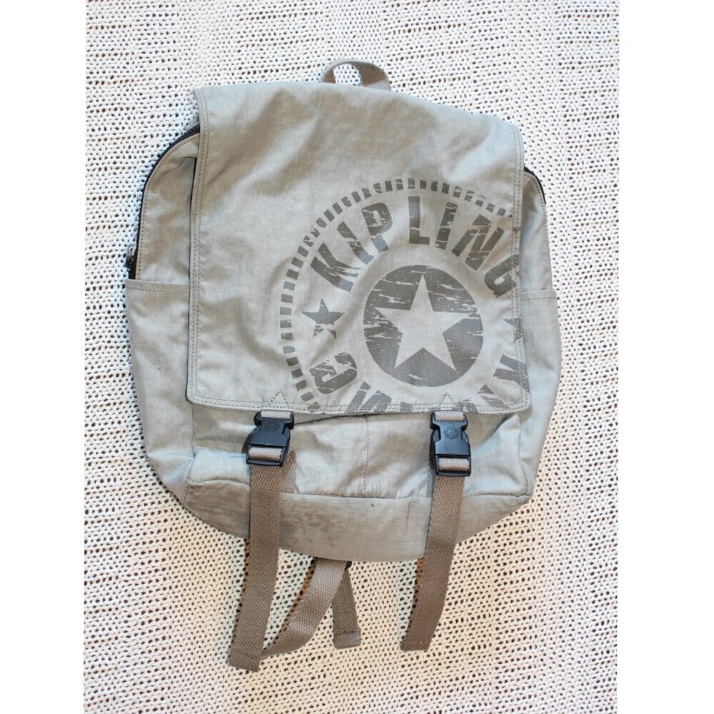 Kipling Leonie Backpack Rapid Grey zipper & pockets adjustable straps